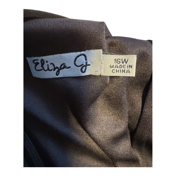 Eliza J 16W NWT Black Embellished Sleeve Ruched Christmas Party Cocktail Dress - Picture 3 of 16